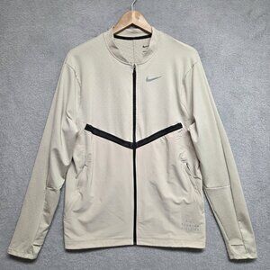 Nike Running Top Mens Large Beige Run Division Element Dri-FIT Full-Zip Casual